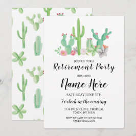 Ruhestand Party Cactus Aquarell Drucken Einladung
