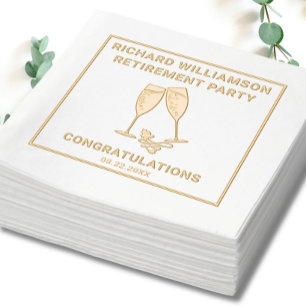 Ruhestand Party Champagne Foil Stamps Servietten Mit Folie