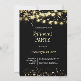 Ruhestand Party Elegante Schwarz und Gold Einladung