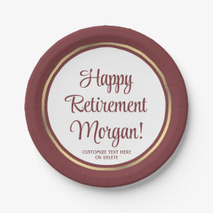 Ruhestand Party Elegantes Burgund & Gold Borded Pappteller