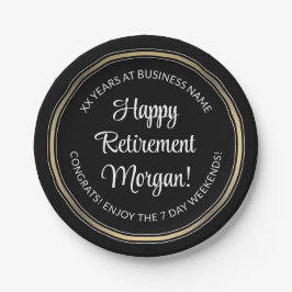 Ruhestand Party Elegantes Schwarz, Weiß und Gold R Pappteller