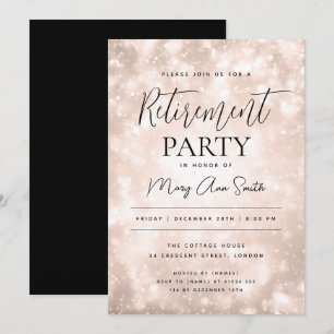 Ruhestand Party Glam Rose Gold Champagne Sparkone Einladung