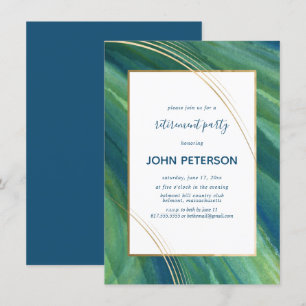 Ruhestand Party Invite Green, Navy, Gold Elegant Einladung