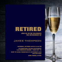 Ruhestand Party Modern Simple Navy Blue and Gold