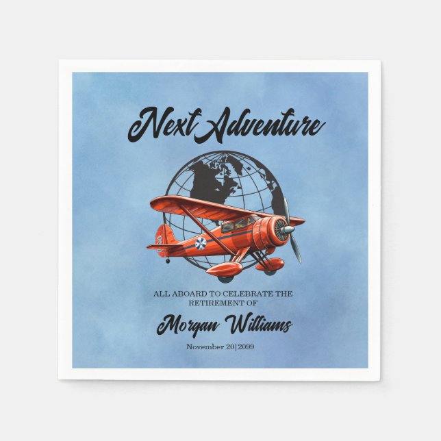 Ruhestand Party Nächstes Adventure Travel Flugzeug Serviette (Vorderseite)