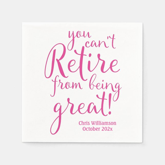 Ruhestand Party Rosa Reifen Groß Serviette (Vorderseite)