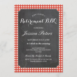 Ruhestand Party Roter Karo Rustikale Kalk GRILLEN Einladung