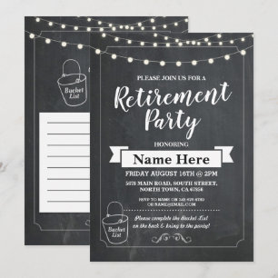 Ruhestand Party Rustic Bucket List Chalk Einladung