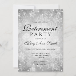 Ruhestand Party Silver Winter Bokeh Lights Einladung
