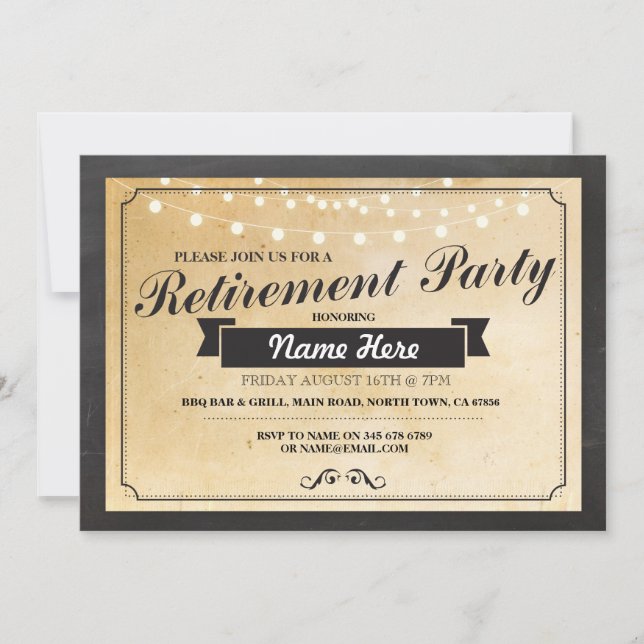 Ruhestand Party Vintage Ruhedpapiereinladung Einladung (Vorderseite)
