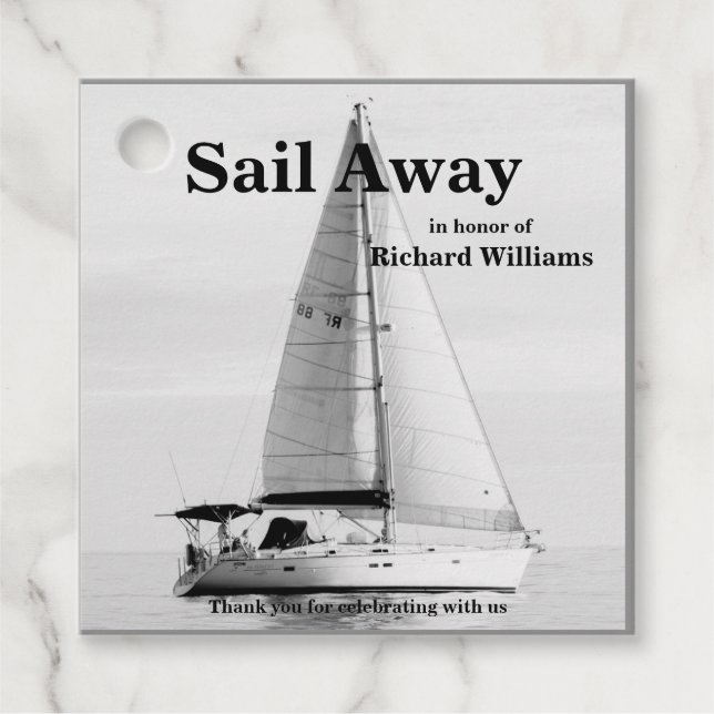 Ruhestand Sail Away Sailboat formell Geschenkanhänger (Vorderseite)