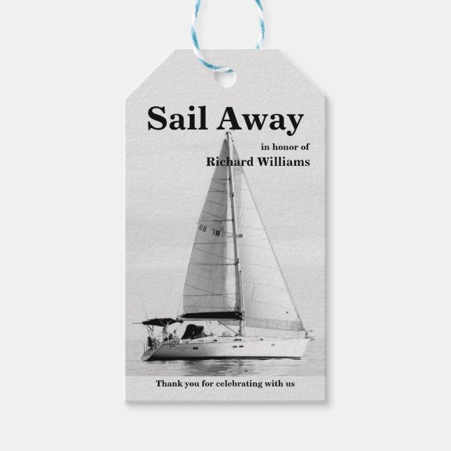 Ruhestand Sail Away Sailboat formell Geschenkanhänger (Vorderseite)