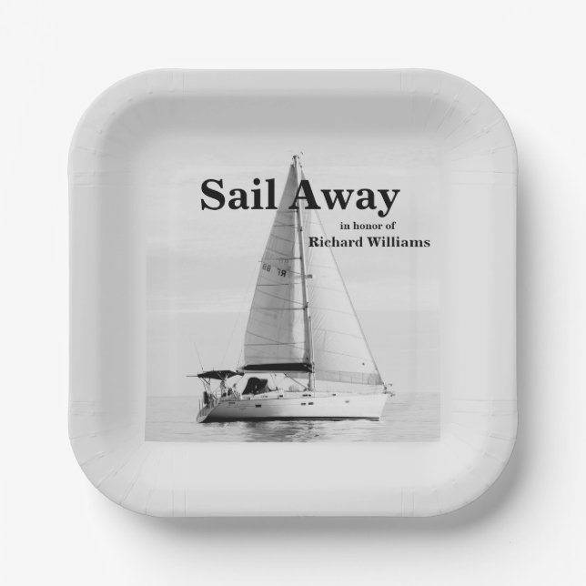 Ruhestand Sail Away Sailboat formell Pappteller (Vorderseite)