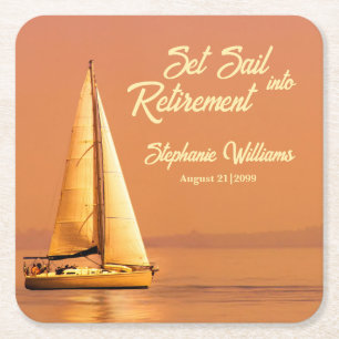 Ruhestand Set Sail in Rente Sail Nautic Rechteckiger Pappuntersetzer