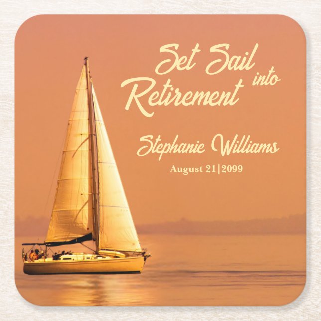 Ruhestand Set Sail in Rente Sail Nautic Rechteckiger Pappuntersetzer (Vorderseite)