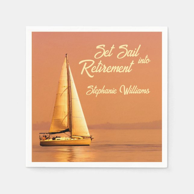 Ruhestand Set Sail in Rente Sail Nautic Serviette (Vorderseite)