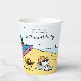 Ruhestand | Snoopy & Woodstock am Strand Pappbecher