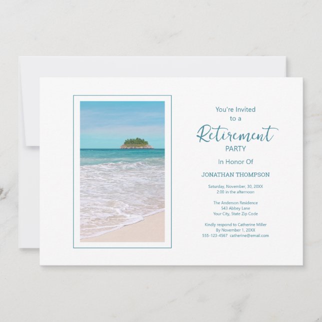Ruhestand Tropical Beach Themenwelt Party Einladun Einladung (Vorderseite)