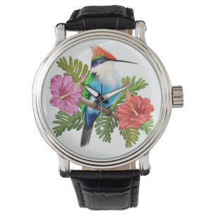 Ruhestand und Hibisken von Hummingbird Armbanduhr