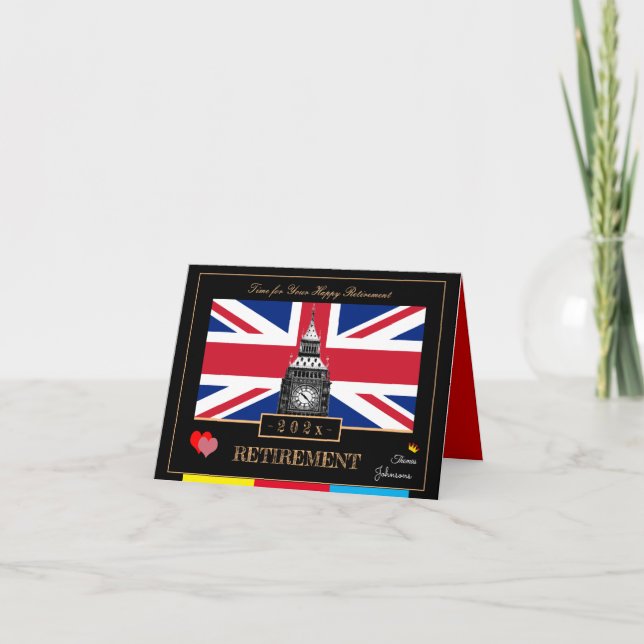 Ruhestand unter britischer Flagge, Big Ben Clock,  Karte (Vorderseite)