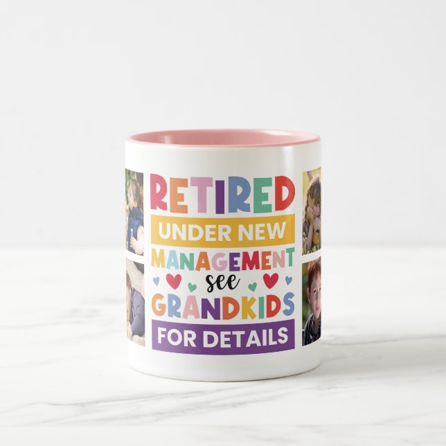 Ruhestand unter neuer Leitung Siehe Großkinder Zweifarbige Tasse (Mittel)