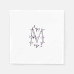 Ruhestand White Lila Burgundy Name Monogram Serviette