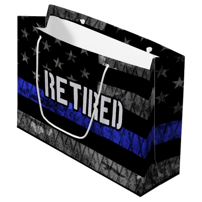 Ruheständige Polizeiflagge Große Geschenktüte (Vorderseite Schrägansicht)