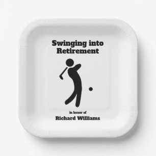 Ruheständiger Golf-Player in Ruhestand Pappteller