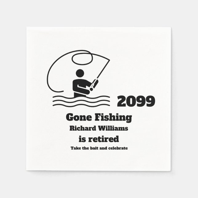 Ruheständler Gone Fishing Stehende Fischer Ruhesta Serviette (Vorderseite)