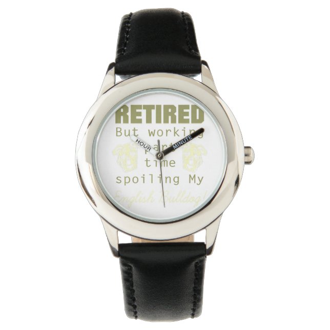 Ruheständlerin des englischen Bulldoghundes Armbanduhr (Vorderseite)