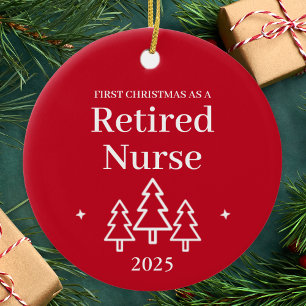 Ruheständlerin Krankenschwester Rot 2026 Weihnacht Keramik Ornament
