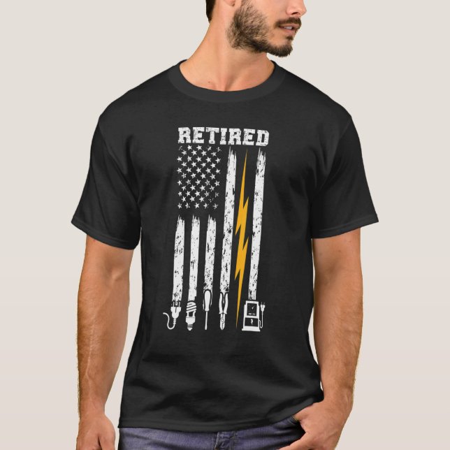 Ruheständlicher Elektro-Fahne T-Shirt (Vorderseite)