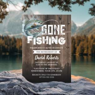 Ruheständlicher Gone Fishing Outdoor Man Pensionie Einladung