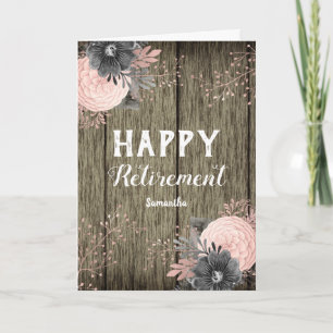 Ruhestands-Faux-Rustc-Holz und Blumen Karte