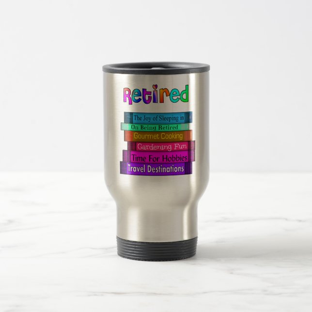 Ruhestands-Geschenk-einzigartiger Stapel des Reisebecher (Mittel)