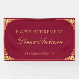 Ruhestands-Gold-Druck Elegant Vintage Burgunderrot Banner