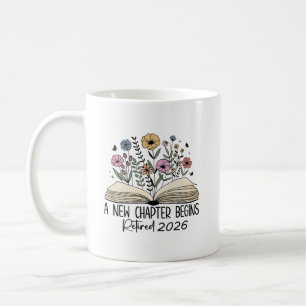 Ruhestands-Neues-Kapitel-Buch-Blumendesign Kaffeetasse