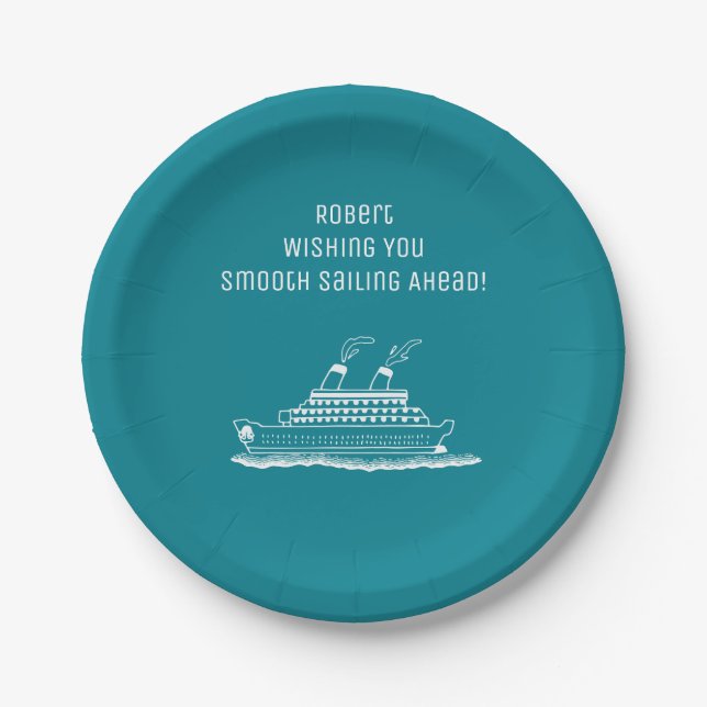 Ruhestands-Party-glattes Segeln-Kreuzen Pappteller (Vorderseite)