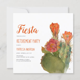Ruhestands-Party Kaktus Blumig Aquarell Schriftzug Einladung