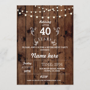 Ruhestands-Party-lädt rustikaler pensionierter Einladung