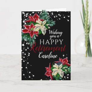 Ruhestands-Weihnachts-Poinsettie-Black-Karte Karte