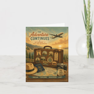 Ruhestandsabenteuer mit Vintage-Reise-Koffer Dankeskarte