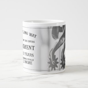 Ruhestandsankündigung mit alten Sporen Jumbo-Tasse