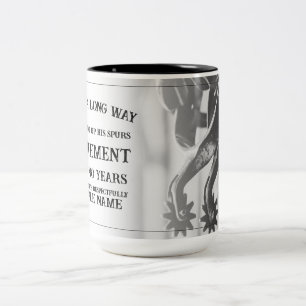 Ruhestandsankündigung mit alten Sporen Zweifarbige Tasse
