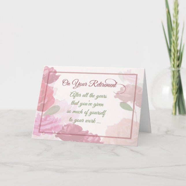 Ruhestandsbeglückwünschungen Rose Blume Karte (Vorderseite)