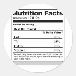 Ruhestandsbezeichnung Funny Nutrition Runder Aufkleber