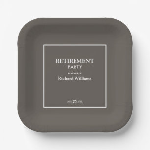 Ruhestandsfeier Formal Klassisch Grau Weiß Pappteller