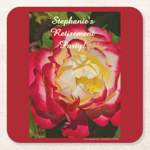 Ruhestandsfeier Rot und Gold Rose Blumen Makro Rechteckiger Pappuntersetzer