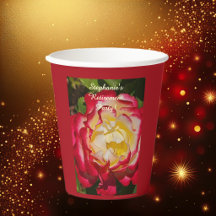 Ruhestandsfeier Rot und Gold Rose Blüten Makro