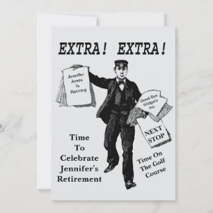 Ruhestandsfeier VIntage Zeitung Extra Extra Einladung